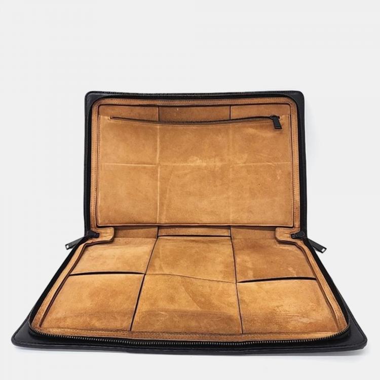 Pre Owned Bottega Veneta Black Leather Mesh Clutch Bag