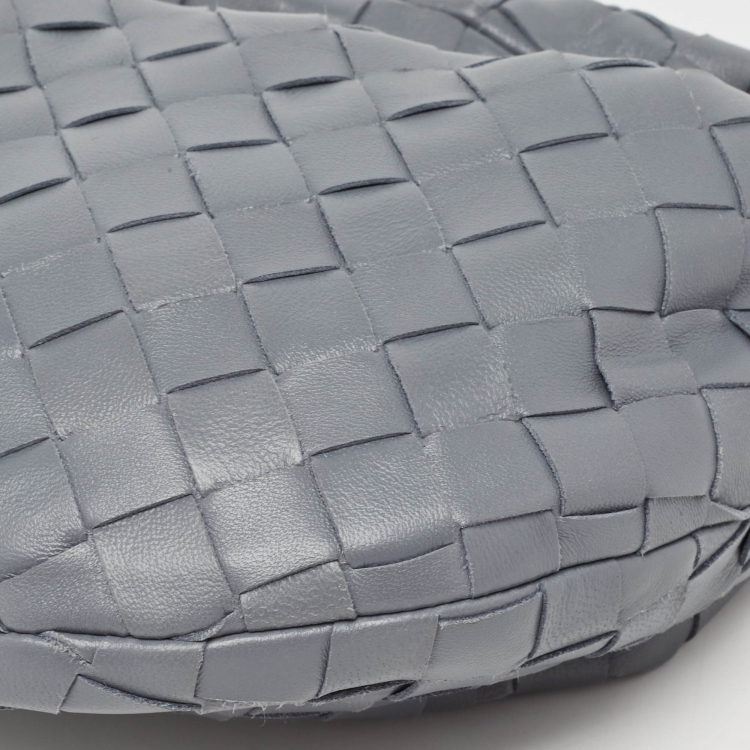 Pre Owned Bottega Veneta Ash Grey Intrecciato Leather Mini BV Jodie Bag