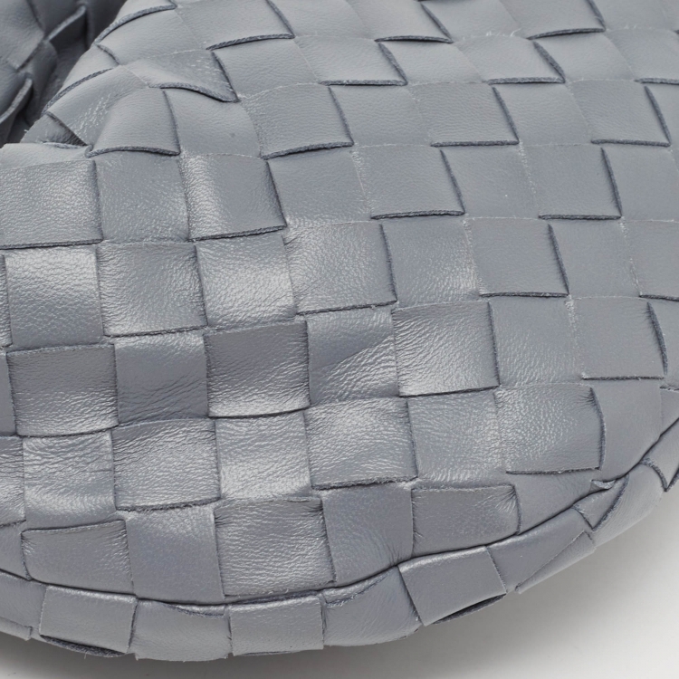 Pre Owned Bottega Veneta Ash Grey Intrecciato Leather Mini BV Jodie Bag