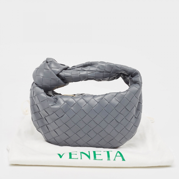 Pre Owned Bottega Veneta Ash Grey Intrecciato Leather Mini BV Jodie Bag