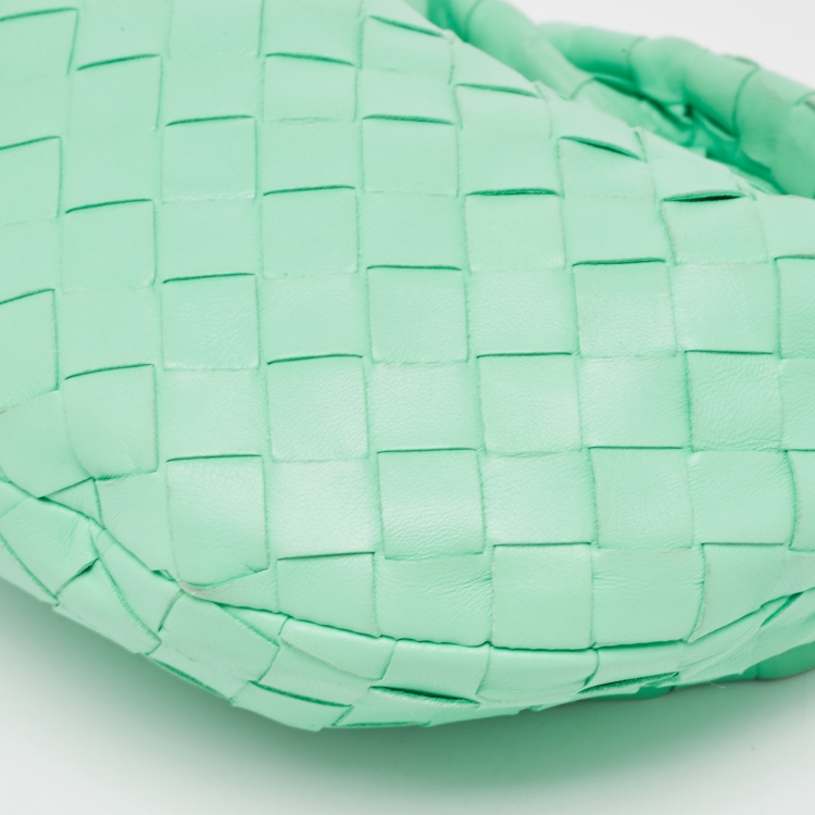 Pre Owned Bottega Veneta Green Intrecciato Leather Mini Jodie Hobo