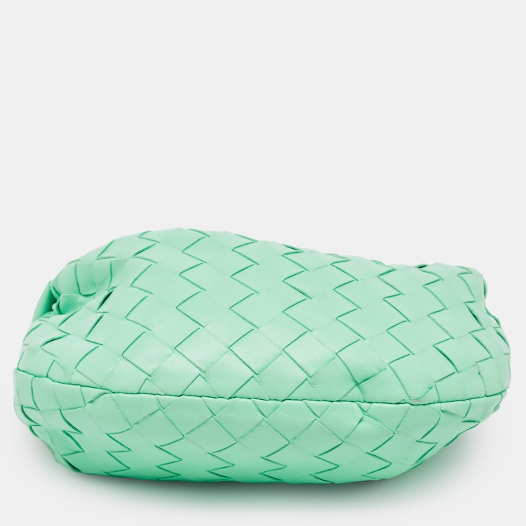 Pre Owned Bottega Veneta Green Intrecciato Leather Mini Jodie Hobo