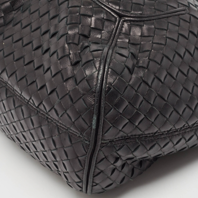 Pre Owned Bottega Veneta Black Intrecciato Leather Ball Hobo