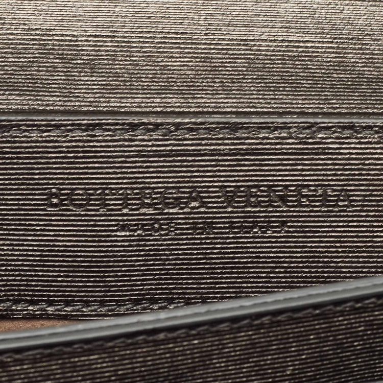 Pre Owned Bottega Veneta Metallic Intrecciato Leather Mini Chain Flap Bag