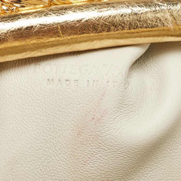 Pre Owned Bottega Veneta Gold Leather Mini The Pouch Bag