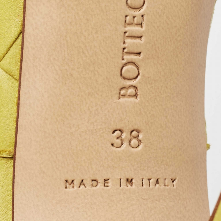 مملوكة مسبقًا Bottega Veneta Green Leather Lido  Slide Sandals Size 38