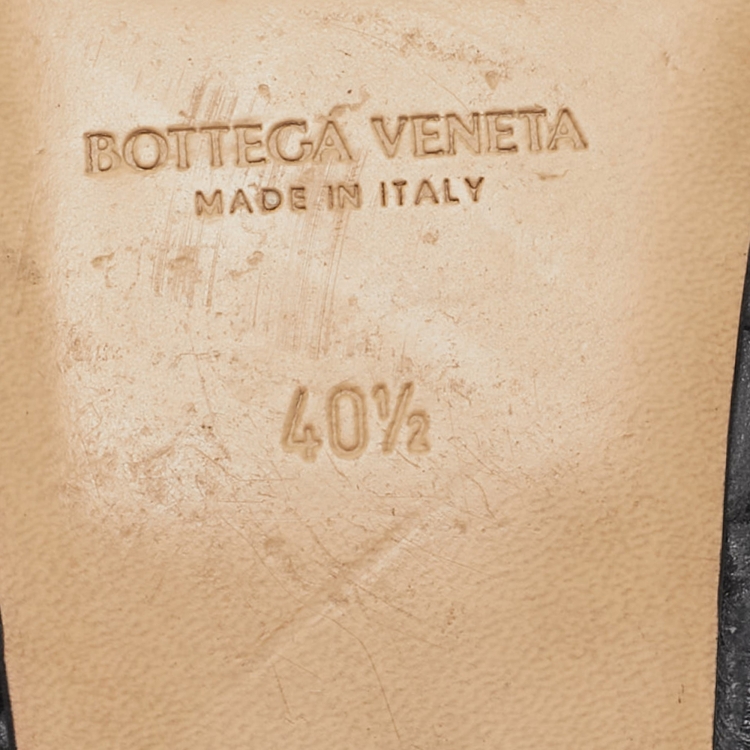 Pre Owned Bottega Veneta Black Intrecciato Leather The Board Flat Slides Size 40.5 