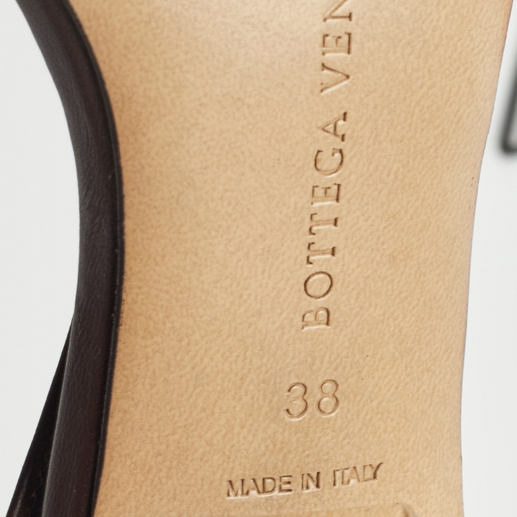 Pre Owned Bottega Veneta Brown Leather Ankle Wrap Sandals Size 38