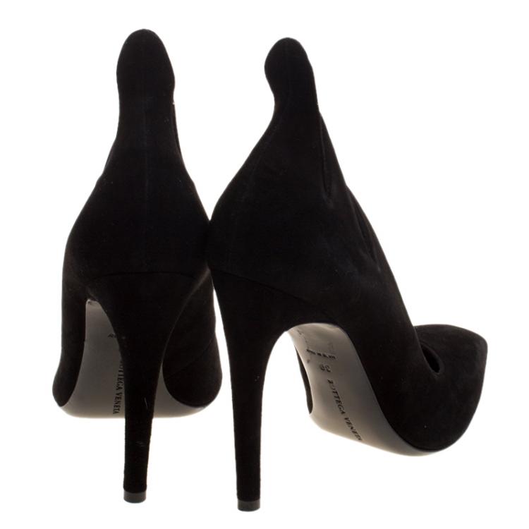 Pre Owned Bottega Veneta Black Suede Jagged Accent Pumps Size 39