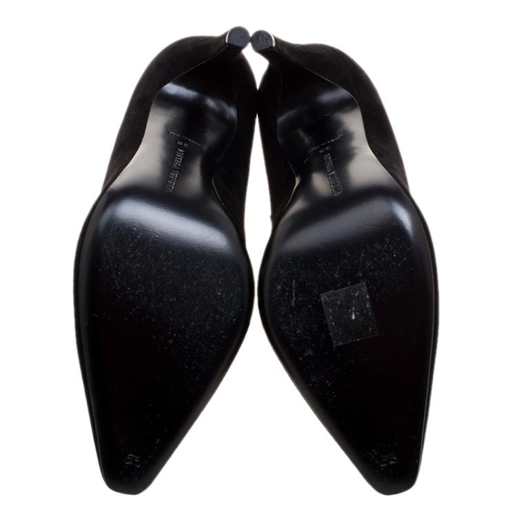 Pre Owned Bottega Veneta Black Suede Jagged Accent Pumps Size 39