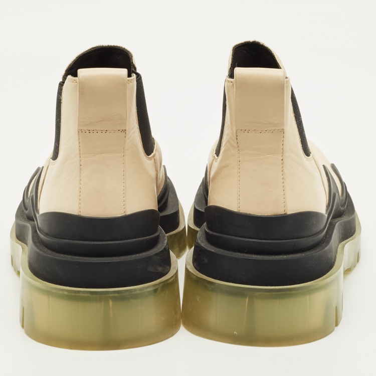 Pre Owned Bottega Veneta Size 39 Cream Leather Chelsea Boots