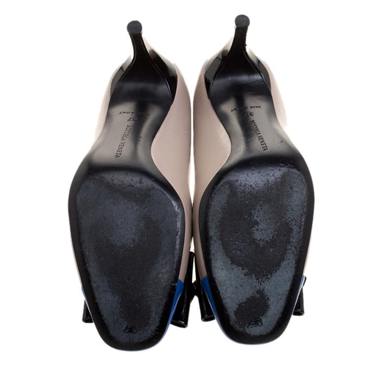 مملوكة مسبقًا Bottega Veneta Tricolor Leather Bow Pumps Size 37
