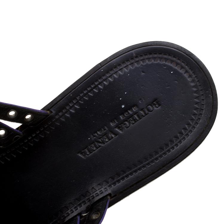 Pre Owned Bottega Veneta Purple Intrecciato Leather Sandals Size 37