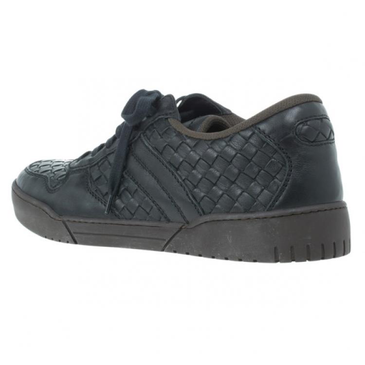 Pre Owned Bottega Veneta Black Intrecciato Leather Speedster Sneakers Size 41