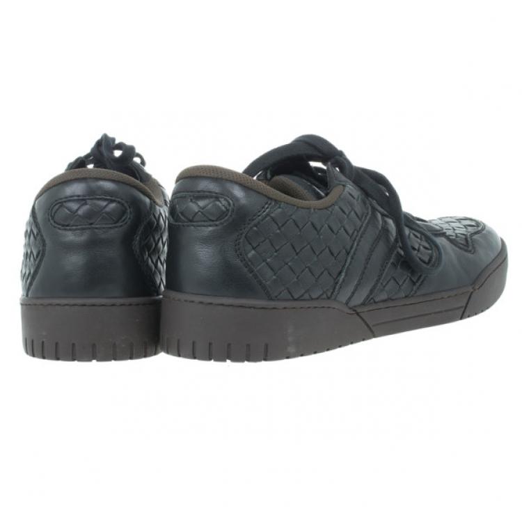 Pre Owned Bottega Veneta Black Intrecciato Leather Speedster Sneakers Size 41