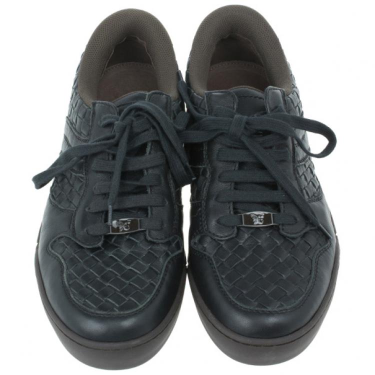 Pre Owned Bottega Veneta Black Intrecciato Leather Speedster Sneakers Size 41