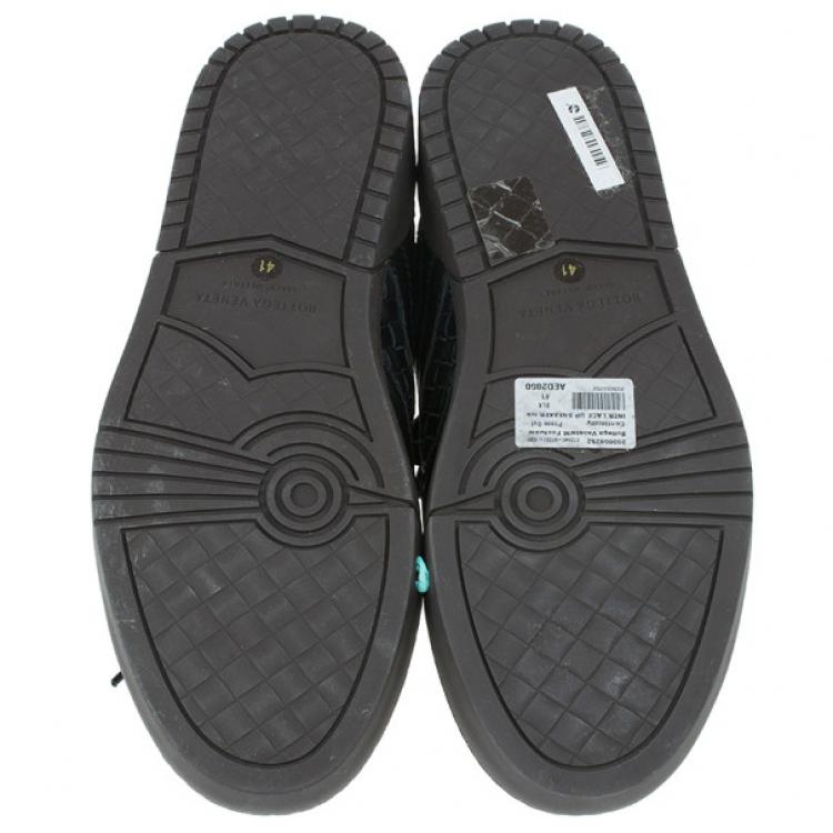 Pre Owned Bottega Veneta Black Intrecciato Leather Speedster Sneakers Size 41