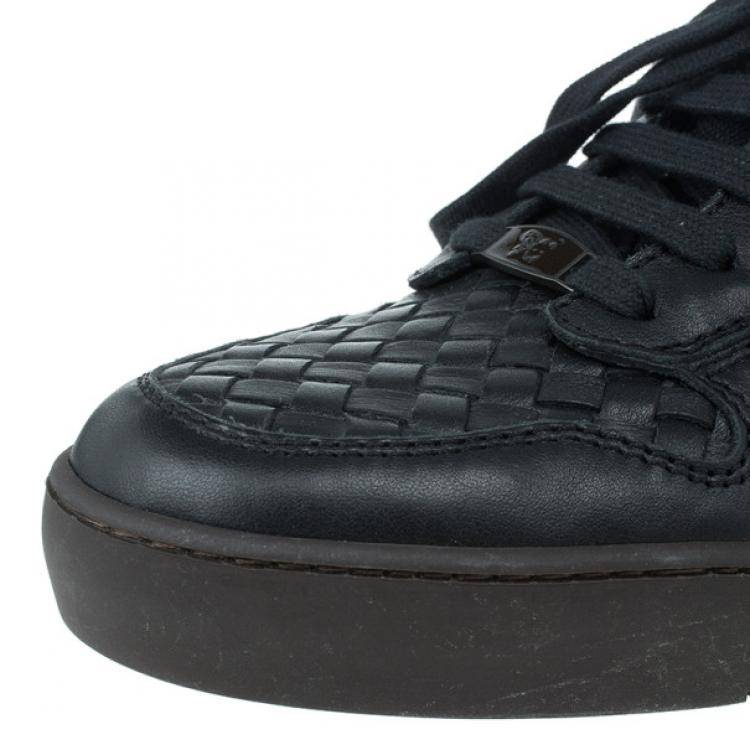 Pre Owned Bottega Veneta Black Intrecciato Leather Speedster Sneakers Size 41