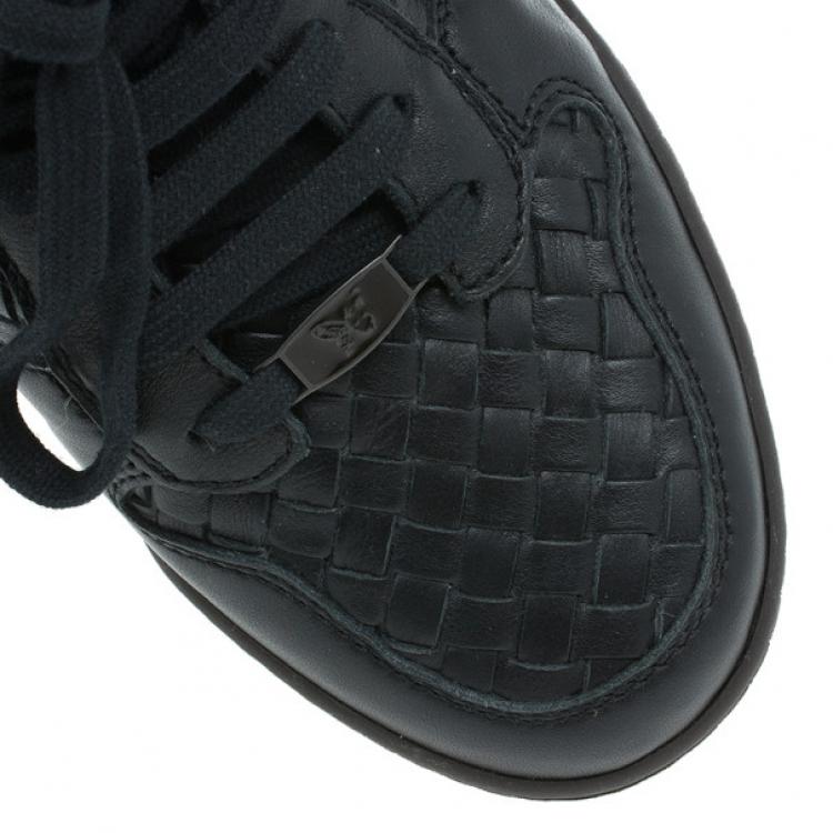 Pre Owned Bottega Veneta Black Intrecciato Leather Speedster Sneakers Size 41