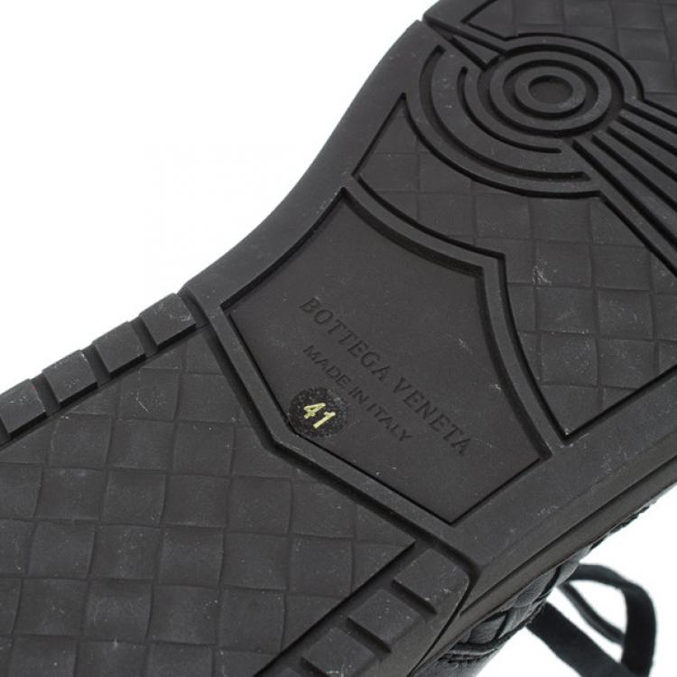 Pre Owned Bottega Veneta Black Intrecciato Leather Speedster Sneakers Size 41