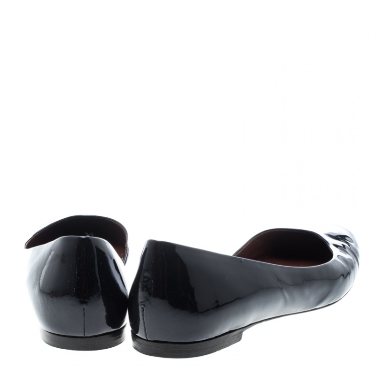 Pre Owned Bottega Veneta Black Patent Leather D'orsay Ballet Flats Size 39