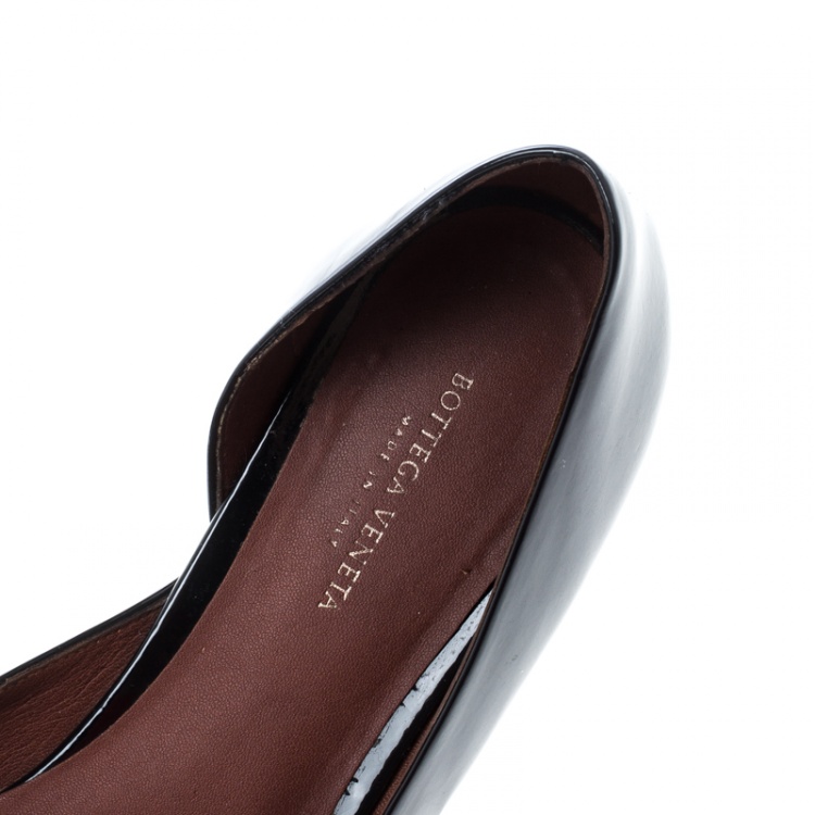 Pre Owned Bottega Veneta Black Patent Leather D'orsay Ballet Flats Size 39