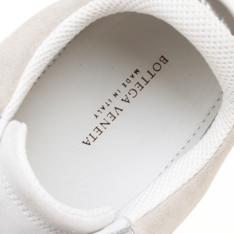Pre Owned Bottega Veneta Tricolor Intrecciato Leather and Suede Sneakers Size 39.5