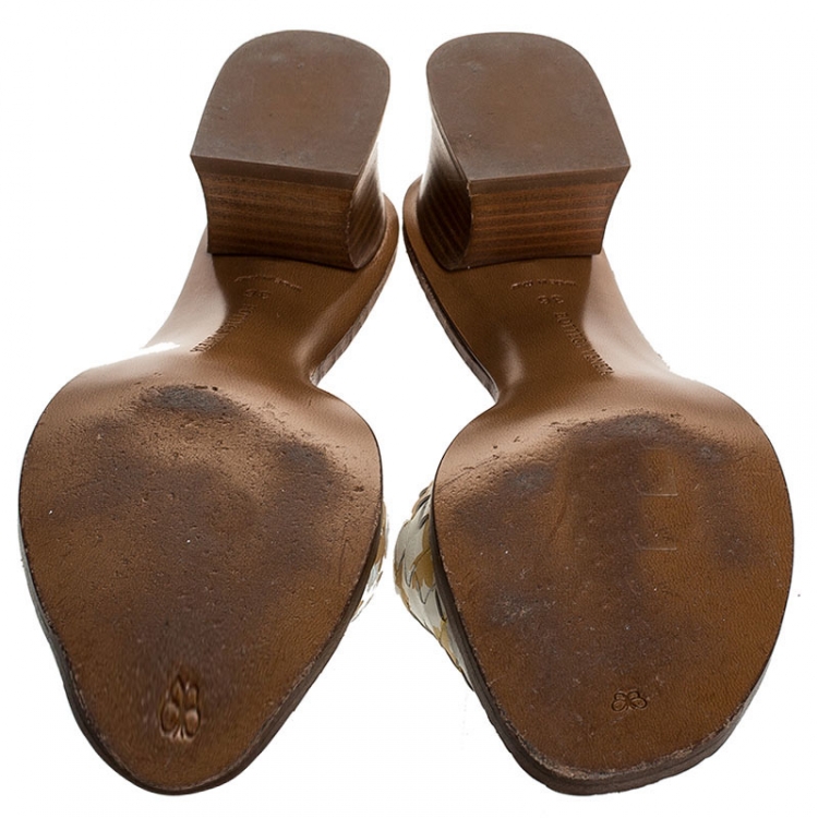 Pre Owned Bottega Veneta White Intrecciato Leather Butterfly Applique Ravello Flat Slides Size 36