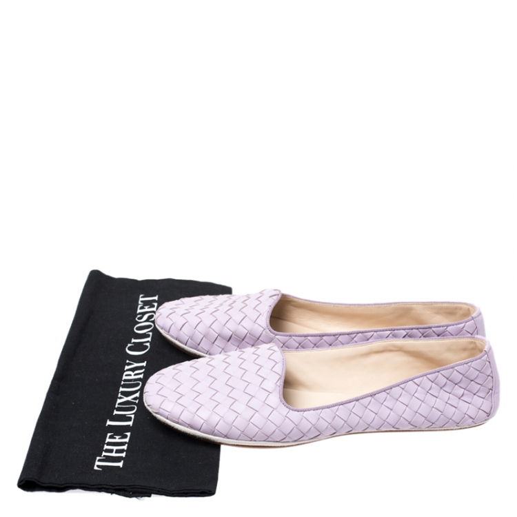 Pre Owned Bottega Veneta Lavender Intrecciato Leather Ballet Flats Size 40