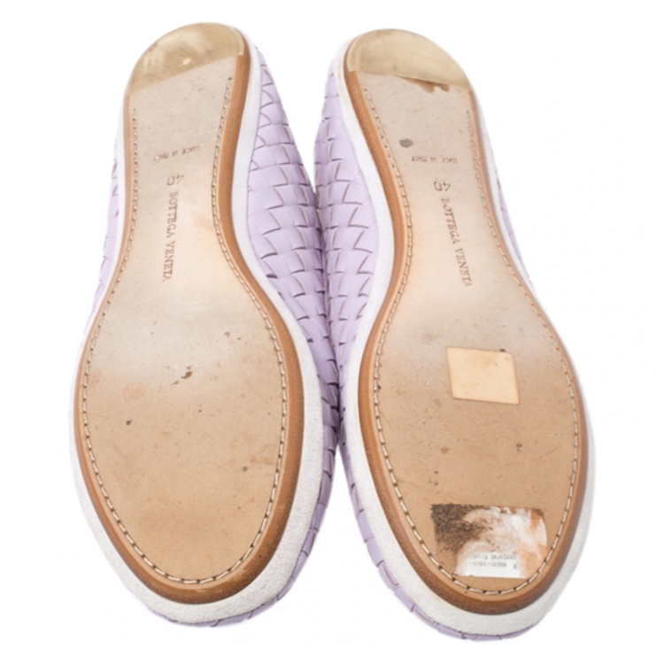 Pre Owned Bottega Veneta Lavender Intrecciato Leather Ballet Flats Size 40