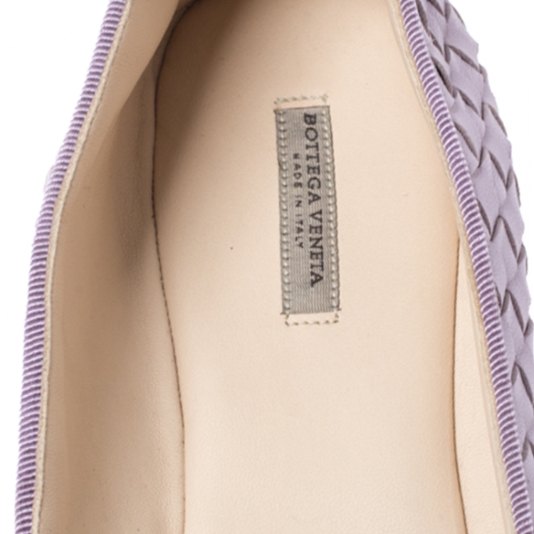 Pre Owned Bottega Veneta Lavender Intrecciato Leather Ballet Flats Size 40