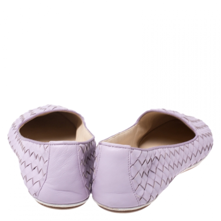 Pre Owned Bottega Veneta Lavender Intrecciato Leather Ballet Flats Size 40