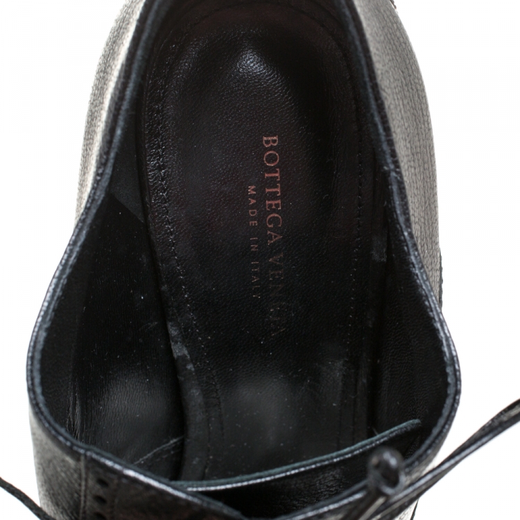 Pre Owned Bottega Veneta Black Brogue Leather Wingtip Ankle Boots Size 39