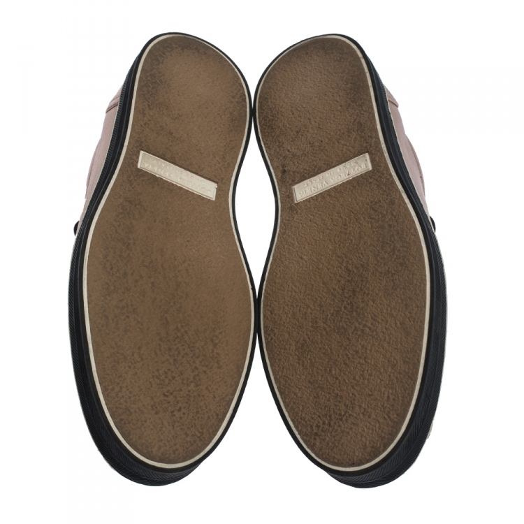 Pre Owned Bottega Veneta Metallic Gold Rose Intrecciato Leather Slip-on Sneakers 39