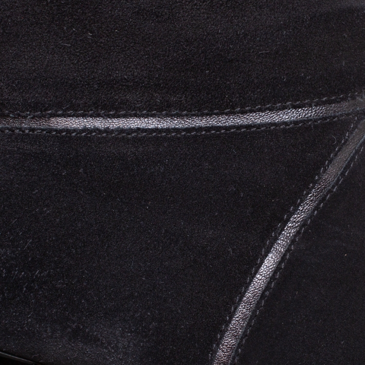 مملوكة مسبقًا Bottega Veneta Black Suede Knee High Boots Size 38.5
