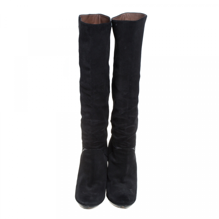 مملوكة مسبقًا Bottega Veneta Black Suede Knee High Boots Size 38.5