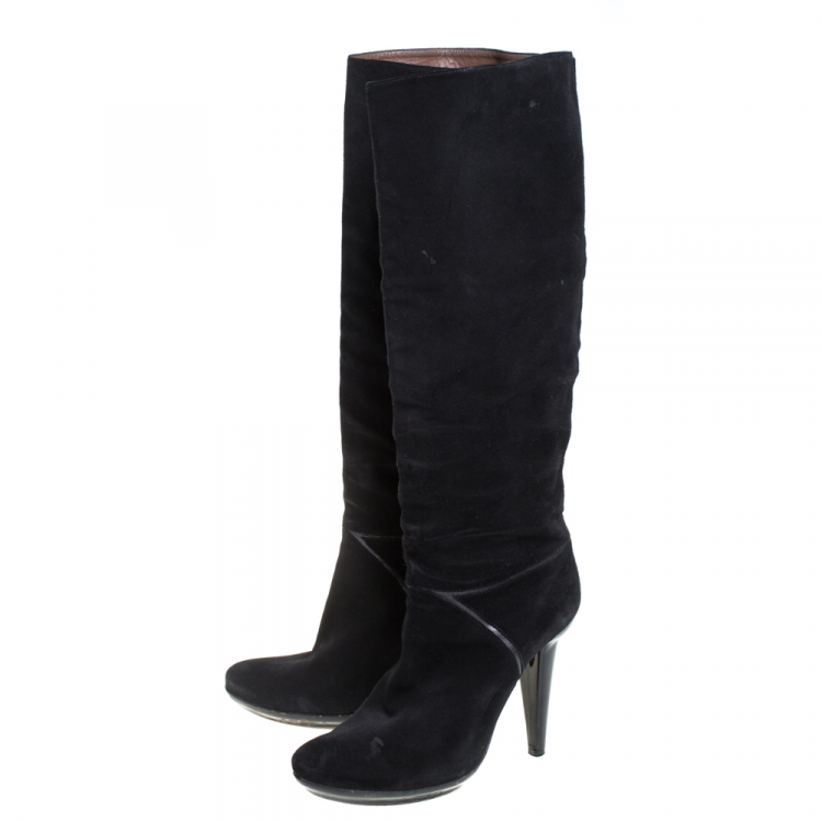 مملوكة مسبقًا Bottega Veneta Black Suede Knee High Boots Size 38.5