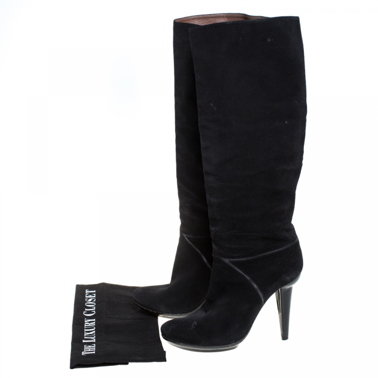 مملوكة مسبقًا Bottega Veneta Black Suede Knee High Boots Size 38.5