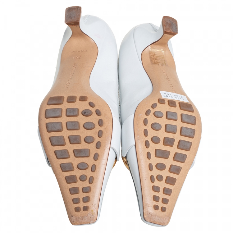 Pre Owned Bottega Veneta White Leather Madame Pumps Size 36.5