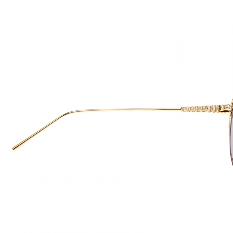 Pre Owned Boucheron Gold/Black Gold Mirrored BC0030S Serpent Boheme Aviator Sunglasses