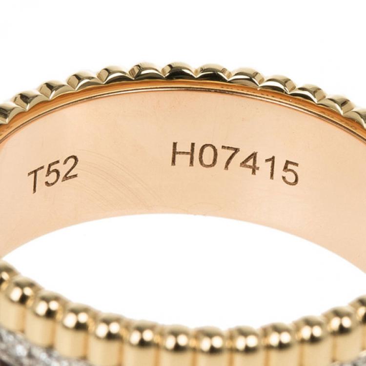 Pre Owned Boucheron Quatre Classic Small Ring with Diamonds Size 52