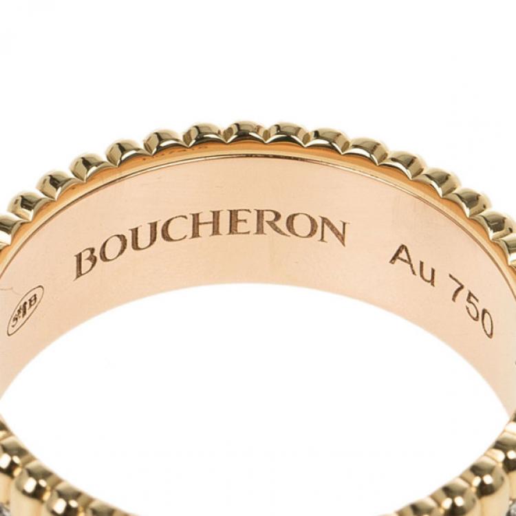 Pre Owned Boucheron Quatre Classic Small Ring with Diamonds Size 52