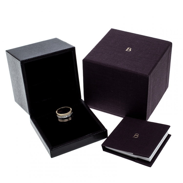 Pre Owned Boucheron Quatre Classique Diamond 18k Three Tone Gold Large Band Ring Size 53