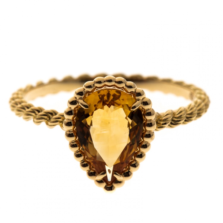 Pre Owned Boucheron Serpent Boheme Citrine 18k Yellow Gold Ring Size 56