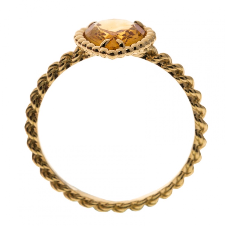 Pre Owned Boucheron Serpent Boheme Citrine 18k Yellow Gold Ring Size 56