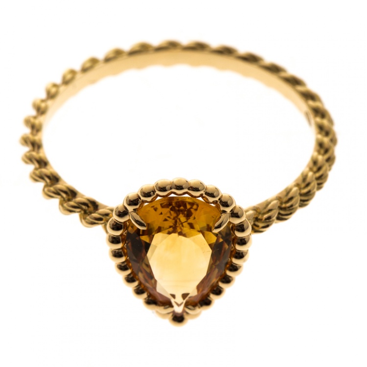 Pre Owned Boucheron Serpent Boheme Citrine 18k Yellow Gold Ring Size 56