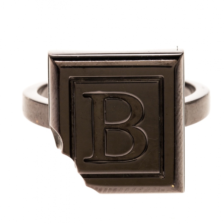 Pre Owned Boucheron Quatre Chocolate Square Brown PVD Coated 18k Gold Ring Size 52.5