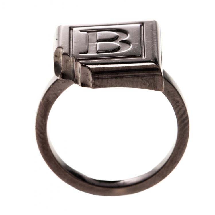 Pre Owned Boucheron Quatre Chocolate Square Brown PVD Coated 18k Gold Ring Size 52.5