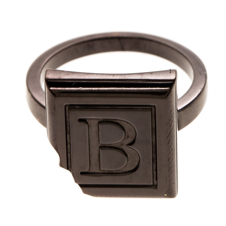 Pre Owned Boucheron Quatre Chocolate Square Brown PVD Coated 18k Gold Ring Size 52.5