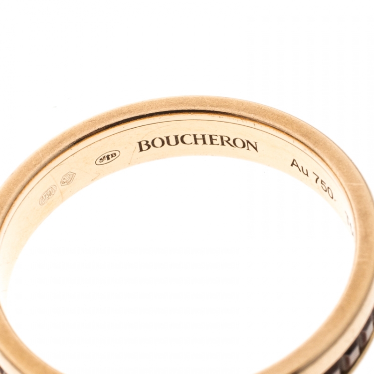 Pre Owned Boucheron Quatre Classique Brown PVD & 18k Rose Gold Band Ring Size 56